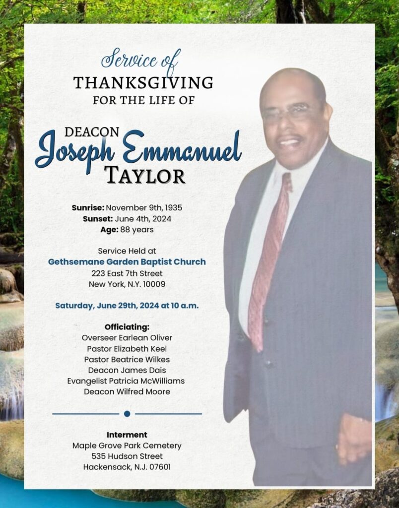 FUNERAL SERVICE FOR DEACON JOSEPH EMMANUEL TAYLOR TO BE HELD AT ...